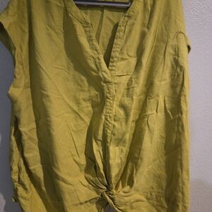 Marc New York Yellow Knot-Front V-Neck Blouse